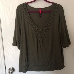 Olive green 3/4 sleeve top